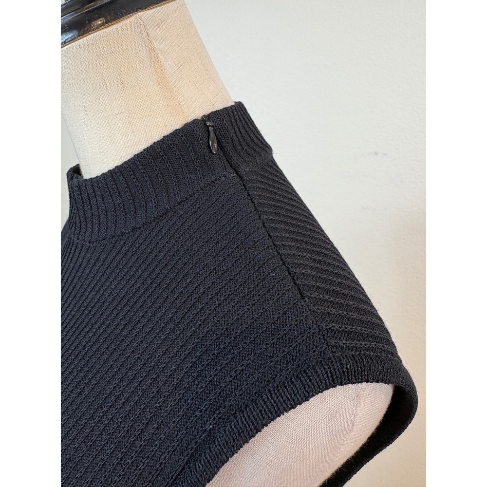 Vintage St. John Knit Dress S Black Santana Mock Neck Ribbed Quiet Luxury chic - Picture 7 of 10
